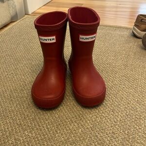 Red Hunter Boots, baby size 5